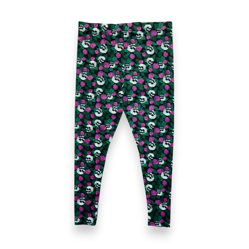 SERRA LADIES UTRA PLUSH LEGGINGS PURPLE ROSE‎ SKULL SIZE XL POLYESTER